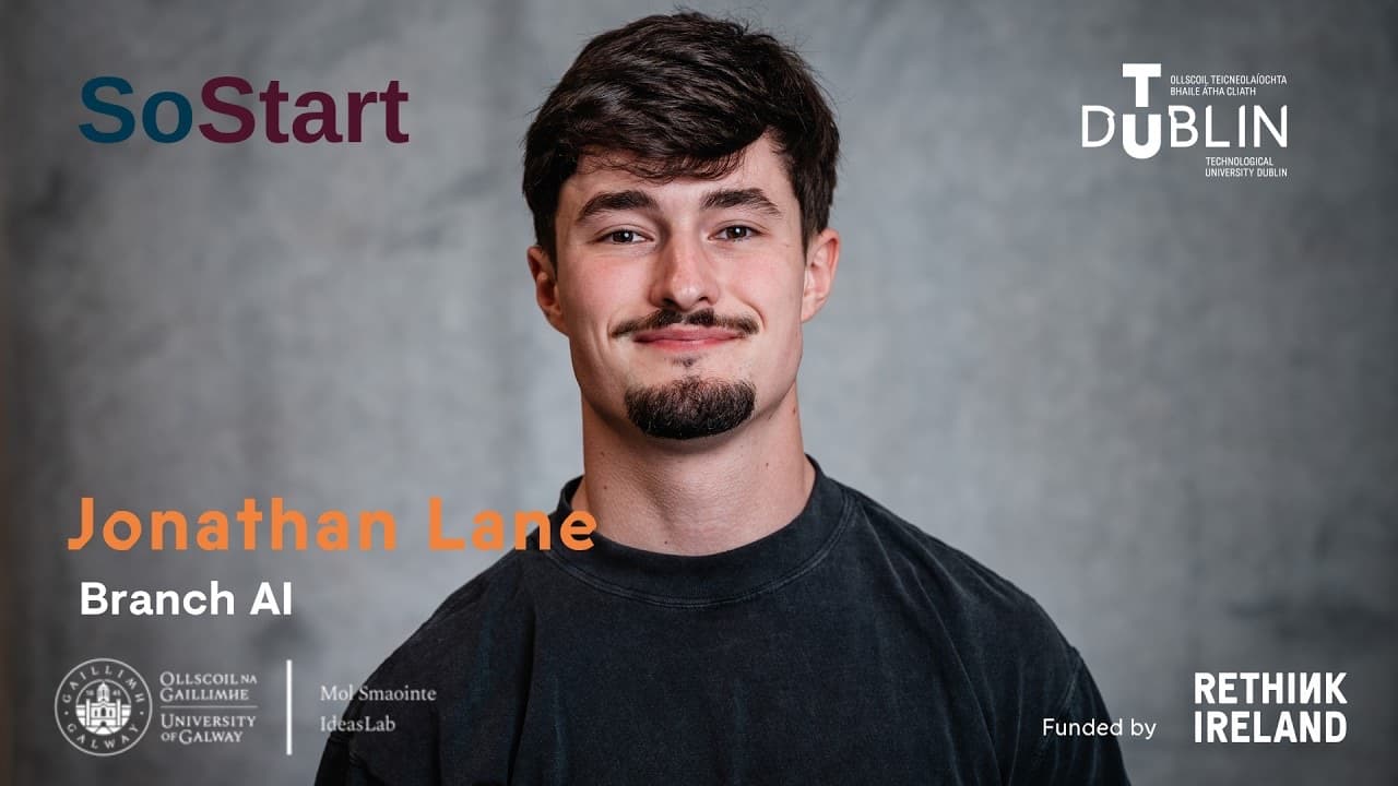 Title card for the SoStart 2026 talk, showing Jonathan Lane of BranchAI.